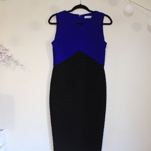 Calvin Klein Blue and Black Fitted Dress Size 8.